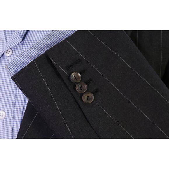 Edgar Pomeroy Bespoke Gray Pinstripe Peak Lapel Wool Blazer Jacket 44XL - Picture 6 of 10
